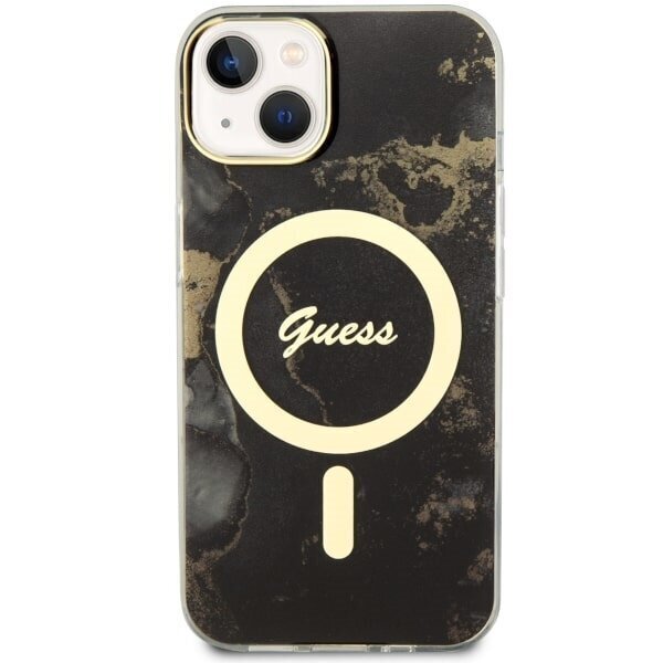 Guess GUHMP14SHTMRSK iPhone 14 6.1" czarny|black hardcase Golden Marble MagSafe цена и информация | Telefonide kaitsekaaned ja -ümbrised | hansapost.ee