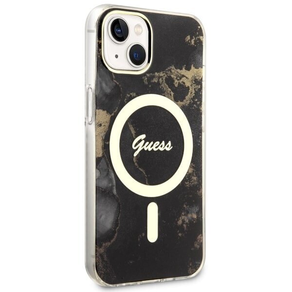 Guess GUHMP14SHTMRSK iPhone 14 6.1" czarny|black hardcase Golden Marble MagSafe цена и информация | Telefonide kaitsekaaned ja -ümbrised | hansapost.ee