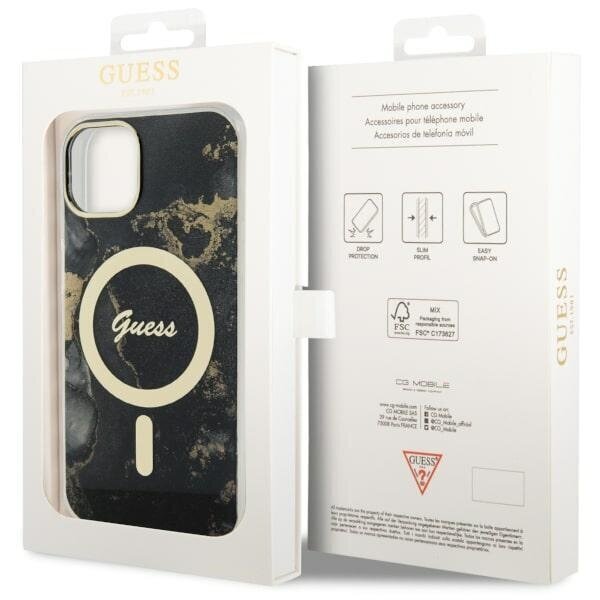 Guess GUHMP14SHTMRSK iPhone 14 6.1" czarny|black hardcase Golden Marble MagSafe цена и информация | Telefonide kaitsekaaned ja -ümbrised | hansapost.ee