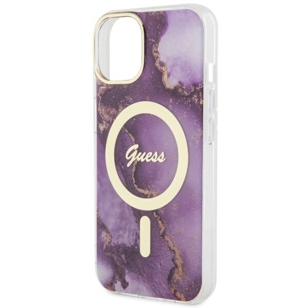 Guess GUHMP14SHTMRSU iPhone 14 6.1" purpurowy|purple hardcase Golden Marble MagSafe цена и информация | Telefonide kaitsekaaned ja -ümbrised | hansapost.ee