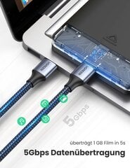 USB3.0 cable Male USB-A to Male USB-A UGREEN 2A, 0.5m (black) цена и информация | Кабели и провода | hansapost.ee