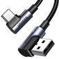 USB-C to USB-A 2.0 Angled Cable UGREEN US176, 3A, 3m (Black) hind ja info | Juhtmed ja kaablid | hansapost.ee