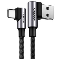 USB-C to USB-A 2.0 Angled Cable UGREEN US176, 3A, 3m (Black) цена и информация | Кабели и провода | hansapost.ee