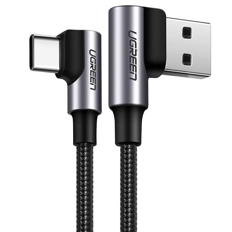 USB-C to USB-A 2.0 Angled Cable UGREEN US176, 3A, 3m (Black) цена и информация | Juhtmed ja kaablid | hansapost.ee
