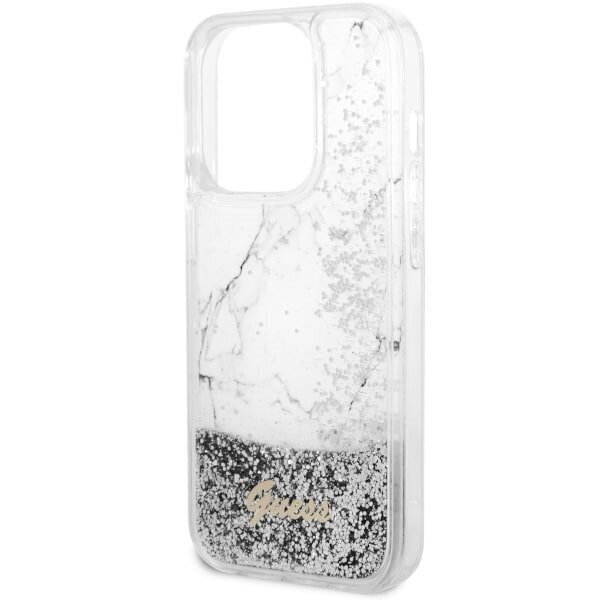 Guess GUHCP14XLCSGSGH iPhone 14 Pro Max 6.7" biały|white hardcase Liquid Glitter Marble hind ja info | Telefonide kaitsekaaned ja -ümbrised | hansapost.ee