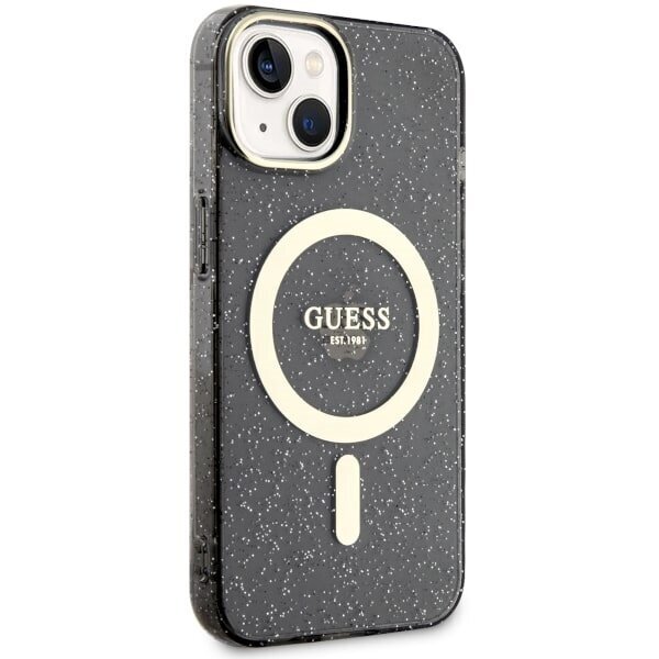 Guess GUHMP14MHCMCGK iPhone 14 Plus 6.7" czarny|black hardcase Glitter Gold MagSafe hind ja info | Telefonide kaitsekaaned ja -ümbrised | hansapost.ee