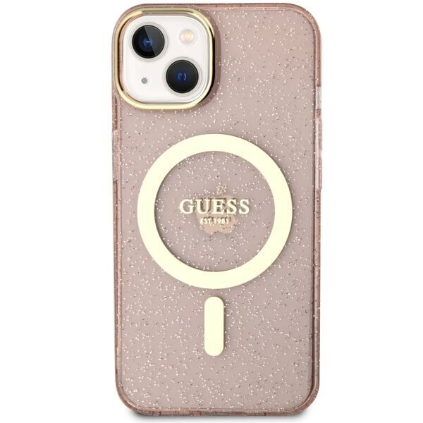Guess GUHMP14MHCMCGP iPhone 14 Plus 6.7" różowy|pink hardcase Glitter Gold MagSafe hind ja info | Telefonide kaitsekaaned ja -ümbrised | hansapost.ee
