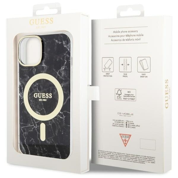 Guess GUHMP14SPCUMAK iPhone 14 6.1" czarny|black hardcase Marble MagSafe hind ja info | Telefonide kaitsekaaned ja -ümbrised | hansapost.ee