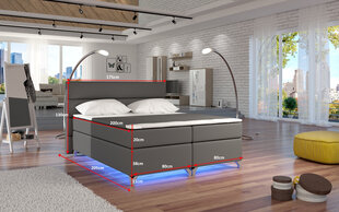 Кровать Amadeo с LED подсветкой, 140x200 см, гобелен, зеленая цена и информация | Кровати | hansapost.ee
