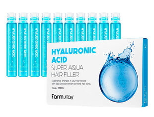 Суперувлажняющий филлер для волос с гиалуроновой кислотой FARM STAY, 10 шт. по 13 мл цена и информация | Маски, масла, сыворотки | hansapost.ee