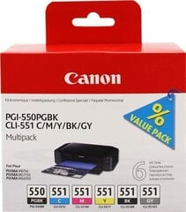 CANON PGI-550/CLI-551 PGBK/C/M/Y/BK/GY M цена и информация | Картриджи для струйных принтеров | hansapost.ee