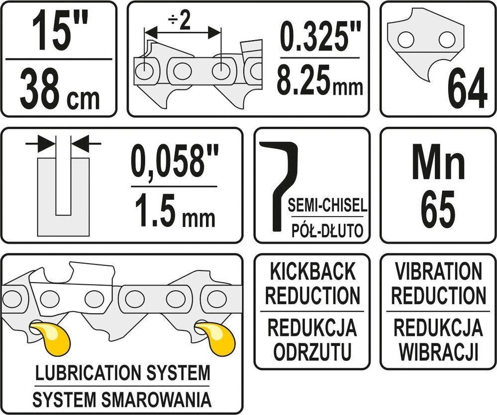 Saekett 15" 38 cm 64 hammast 84941 цена и информация | Käsitööriistad | hansapost.ee