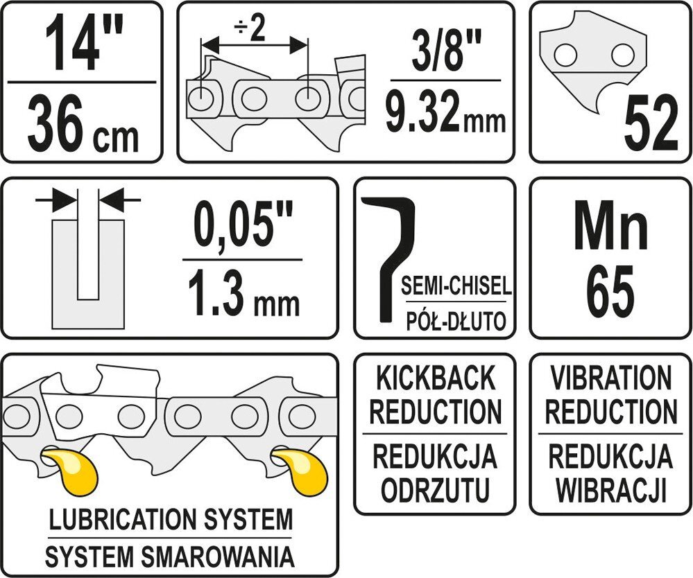 Saekett 14" 36cm 52 hammast 1,3mm 84951 hind ja info | Aiatööriistade varuosad | hansapost.ee