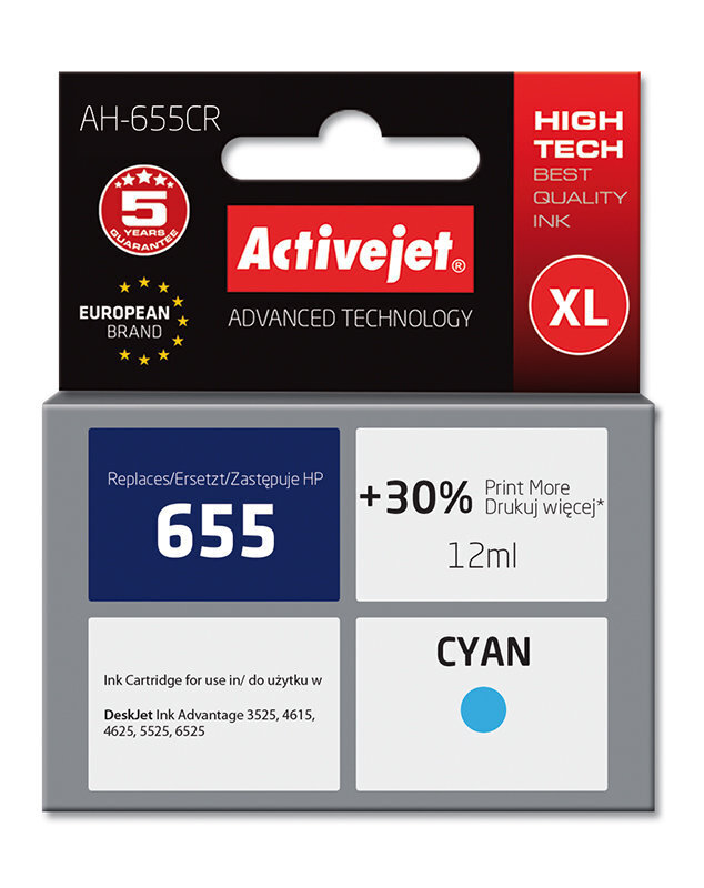 Activejet AH-655CR 655xl CZ110AE, sinine цена и информация | Tindiprinteri kassetid | hansapost.ee