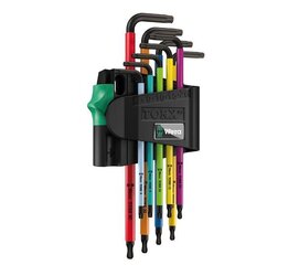 Набор штифтовых ключей Wera BlackLaser Multicolour 957/9 TORX, 9 шт. TX8-TX40 цена и информация | Механические инструменты | hansapost.ee