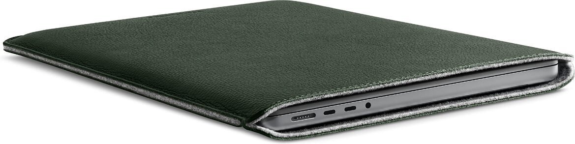 Woolnut kaitseümbris Leather Sleeve 14" MacBook Pro, roheline цена и информация | Sülearvutikotid | hansapost.ee