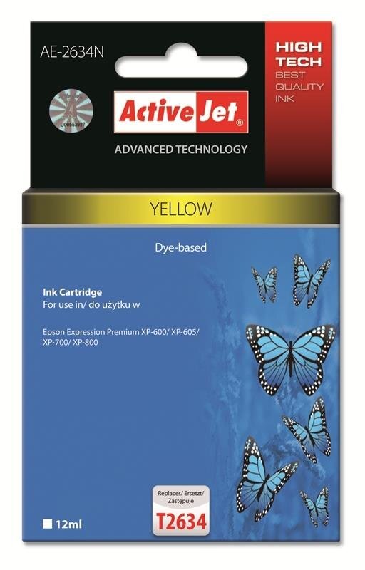 Activejet AE-2634N Zamiennik Epson T2634, geltona цена и информация | Tindiprinteri kassetid | hansapost.ee