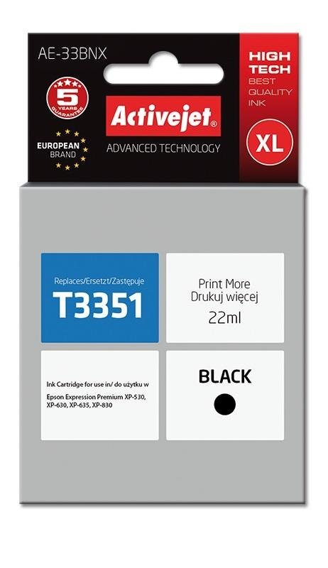 Activejet AE-33BNX tint Epsoni printerile, Epson 33XL T3351 asendus; Ülim; 22 ml; must hind ja info | Tindiprinteri kassetid | hansapost.ee