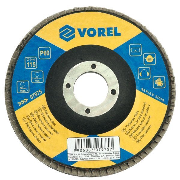 Abrasiivne lamellketas Vorel P-40 125x22mm 07984 цена и информация | Käsitööriistad | hansapost.ee