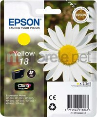 Originaalne Tindikassett Epson CLARIA T18 Kollane hind ja info | Tindiprinteri kassetid | hansapost.ee