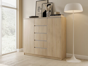 Комод ADRK Furniture Bente, 122x40x111,5 см, коричневый/белый цвет цена и информация | Комоды | hansapost.ee