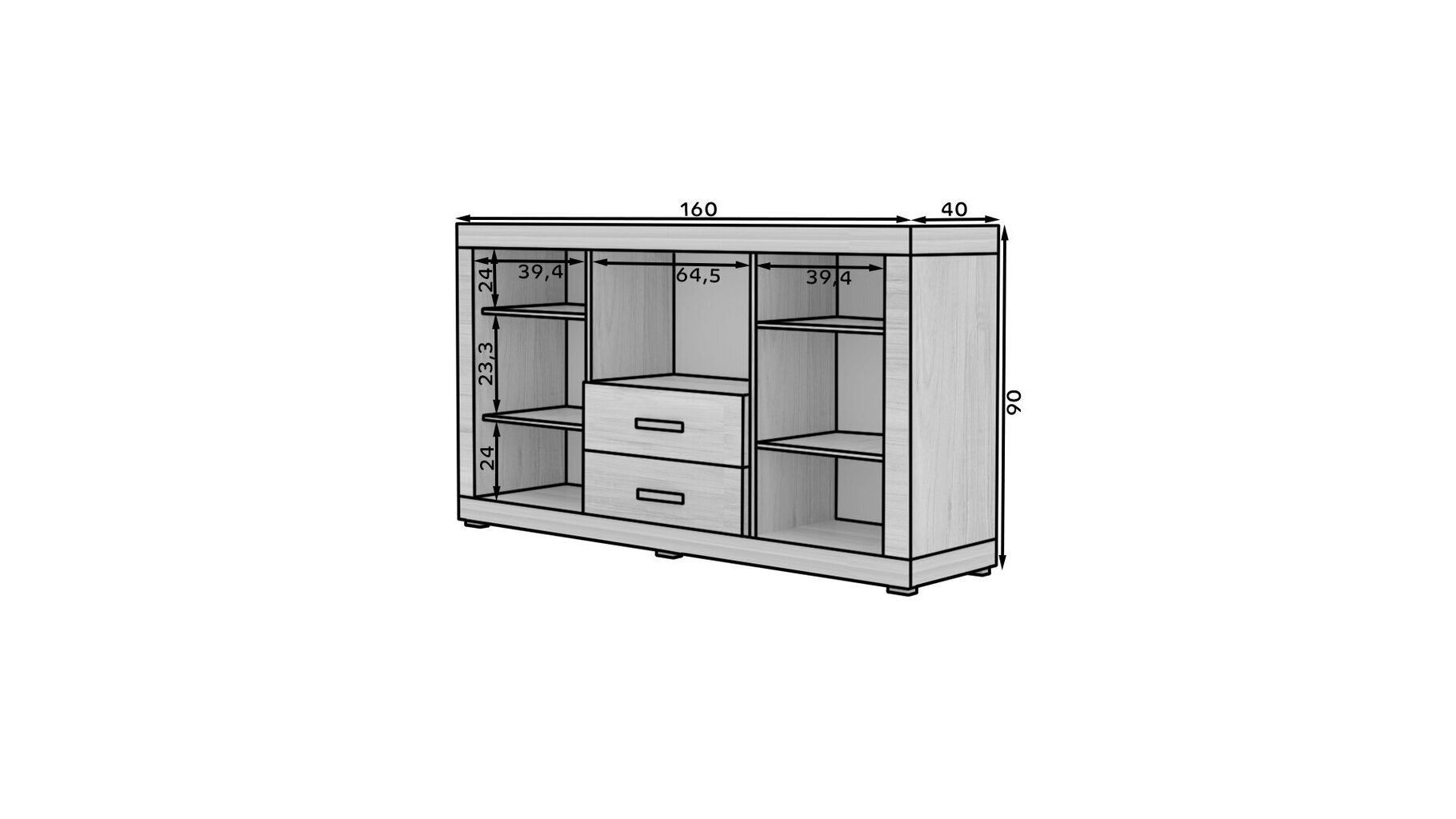 Kummut ADRK Furniture Bahar, 160x40x90 cm, pruun цена и информация | Kummutid | hansapost.ee