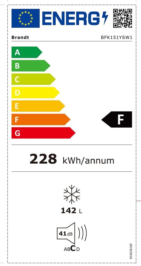 Brandt BFK151YSW цена и информация | Sügavkülmikud, külmakirstud | hansapost.ee