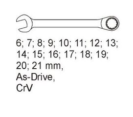 Lehtsilmusvõtmed 6-21mm sahtlikarbis 16osa 7G120 цена и информация | Механические инструменты | hansapost.ee