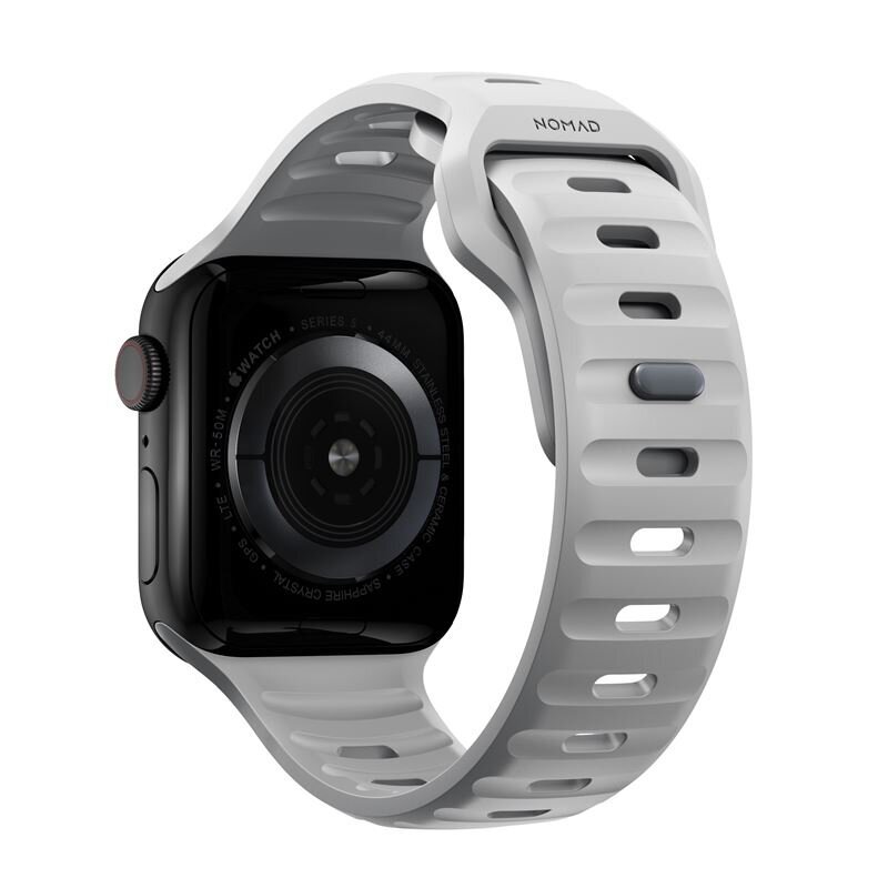 Käevõru Nomad Sport Rihm M/L, lunar gray - Apple Watch Ultra, Series 8, 7 (45mm) - Apple Watch Ultra, Series 8, 7, 6, SE (44mm) hind ja info | Nutikellade aksessuaarid ja tarvikud | hansapost.ee