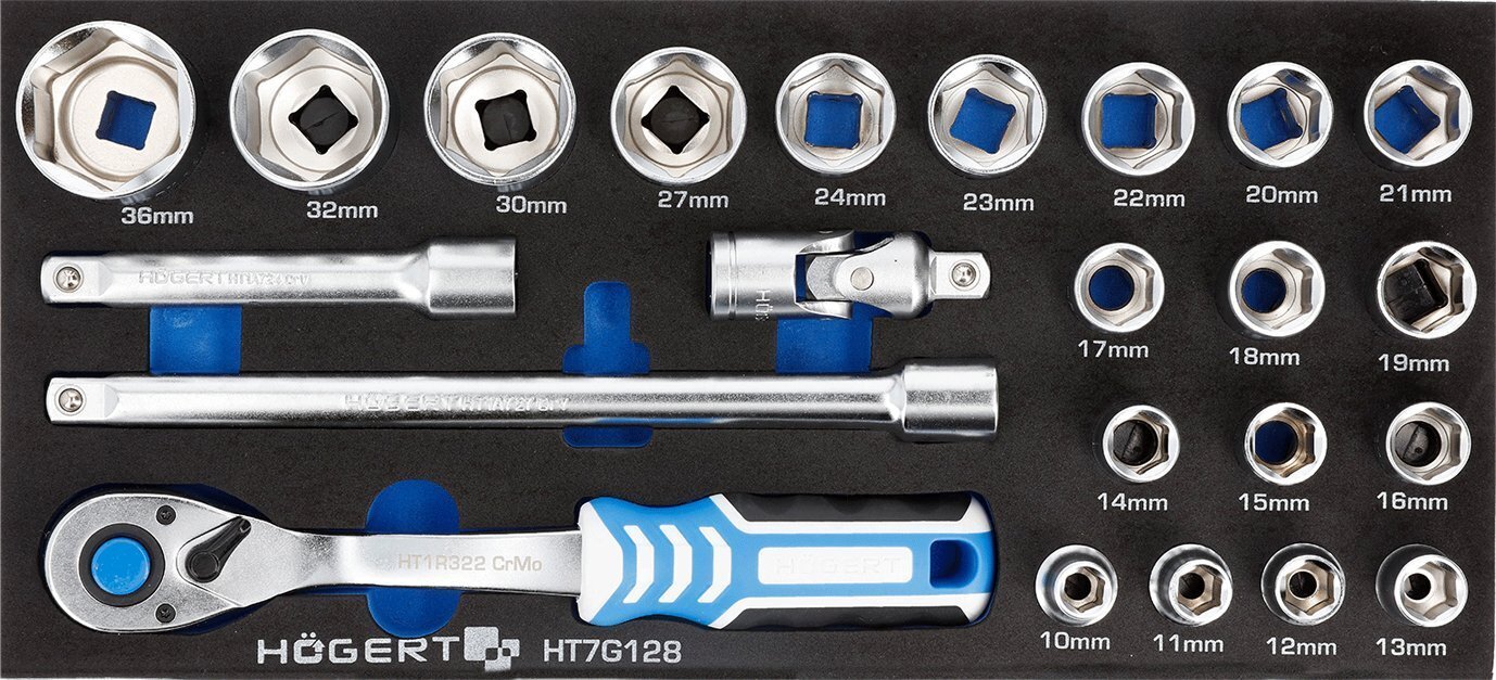 Tööriistakomplekt 1/2" 23 osa sahtlikarbis 7G128 цена и информация | Käsitööriistad | hansapost.ee