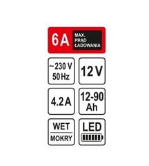 STHOR ALALDI 12V 6A 90Ah LED hind ja info | Autoakud | hansapost.ee