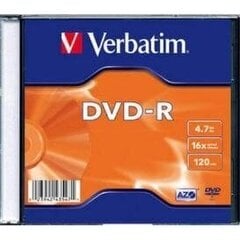 Verbatim DVD-R 4.7GB 16X matte silver/AZO, karbis 1 tk. hind ja info | Vinüülplaadid, CD, DVD | hansapost.ee