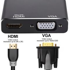 DisplayPort на HDMI + VGA Адаптер v1.4 / 4K@30Hz цена и информация | Адаптеры, USB-разветвители | hansapost.ee