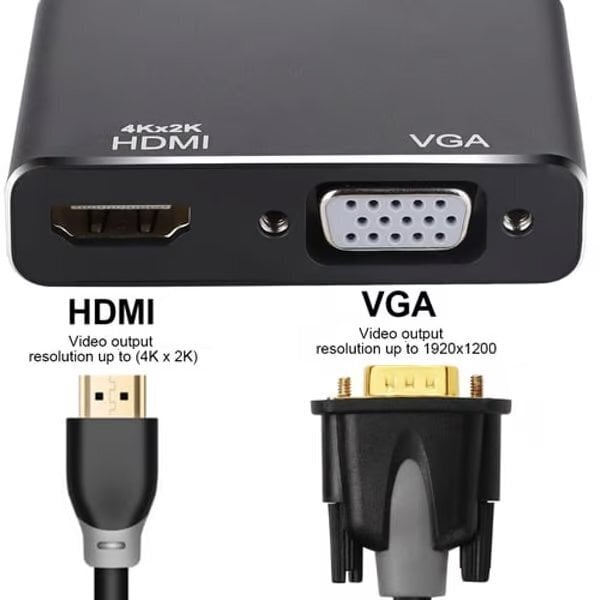 Adapter DisplayPort to HDMI + VGA-adapter v1.4 / 4K@30Hz hind ja info | USB adapterid ja jagajad | hansapost.ee