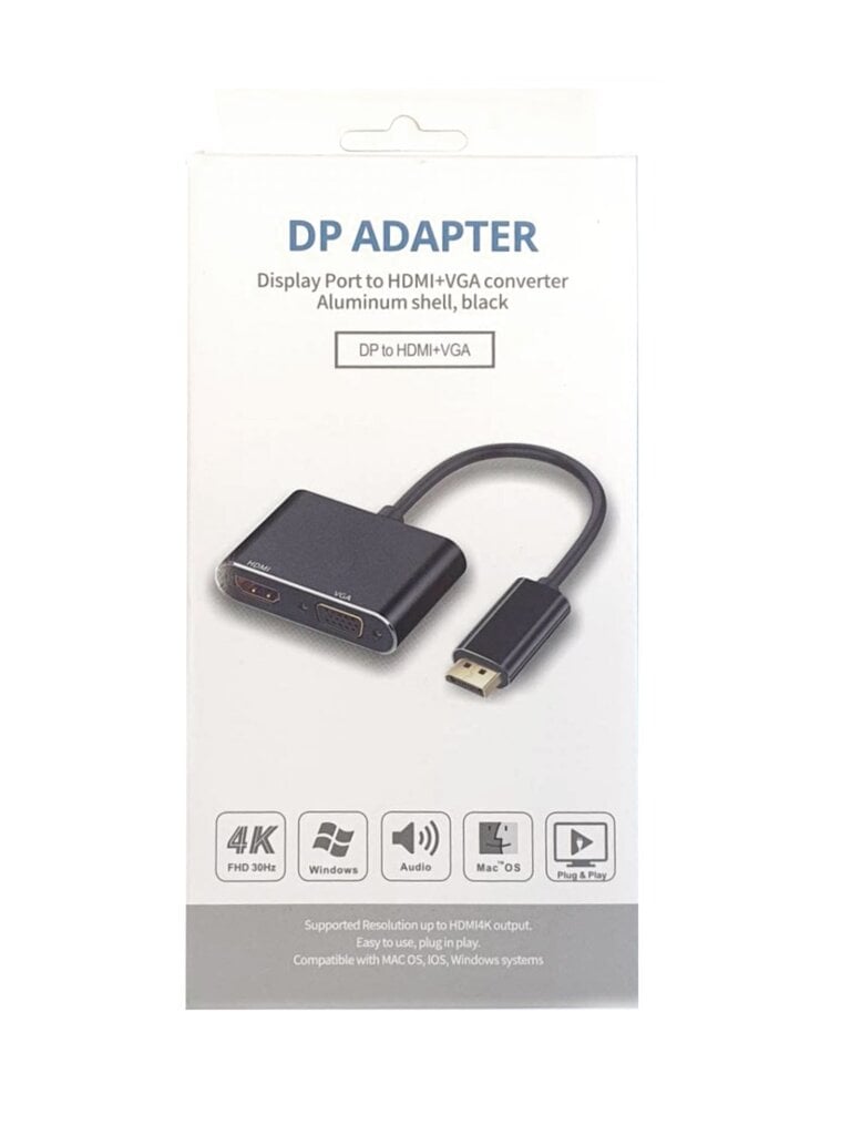 Adapter DisplayPort to HDMI + VGA-adapter v1.4 / 4K@30Hz цена и информация | USB adapterid ja jagajad | hansapost.ee