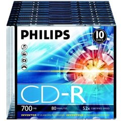 Philips CD-R 80 700MB SLIM CASE 10 цена и информация | Виниловые пластинки, CD, DVD | hansapost.ee