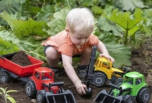 Suur traktor haagisega Plasto, 56,5 cm, roheline hind ja info | Mänguasjad poistele | hansapost.ee
