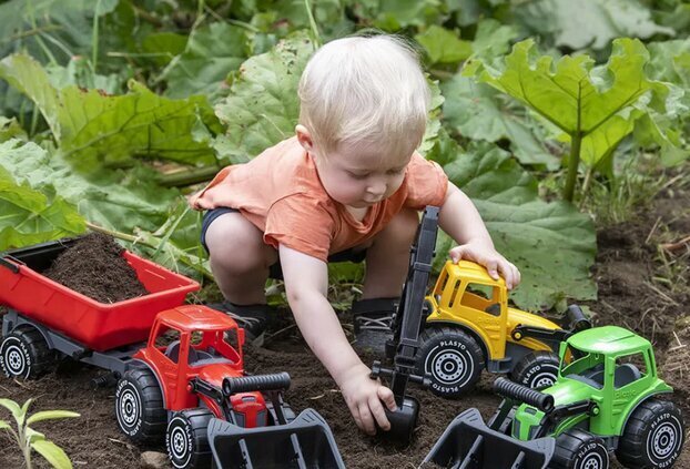 Suur traktor haagisega Plasto, 56,5 cm, roheline цена и информация | Mänguasjad poistele | hansapost.ee