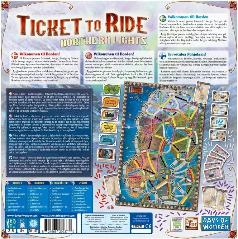 Lauamäng Days of Wonder Ticket to Ride Northern Lights, FIN hind ja info | Lauamängud ja mõistatused perele | hansapost.ee