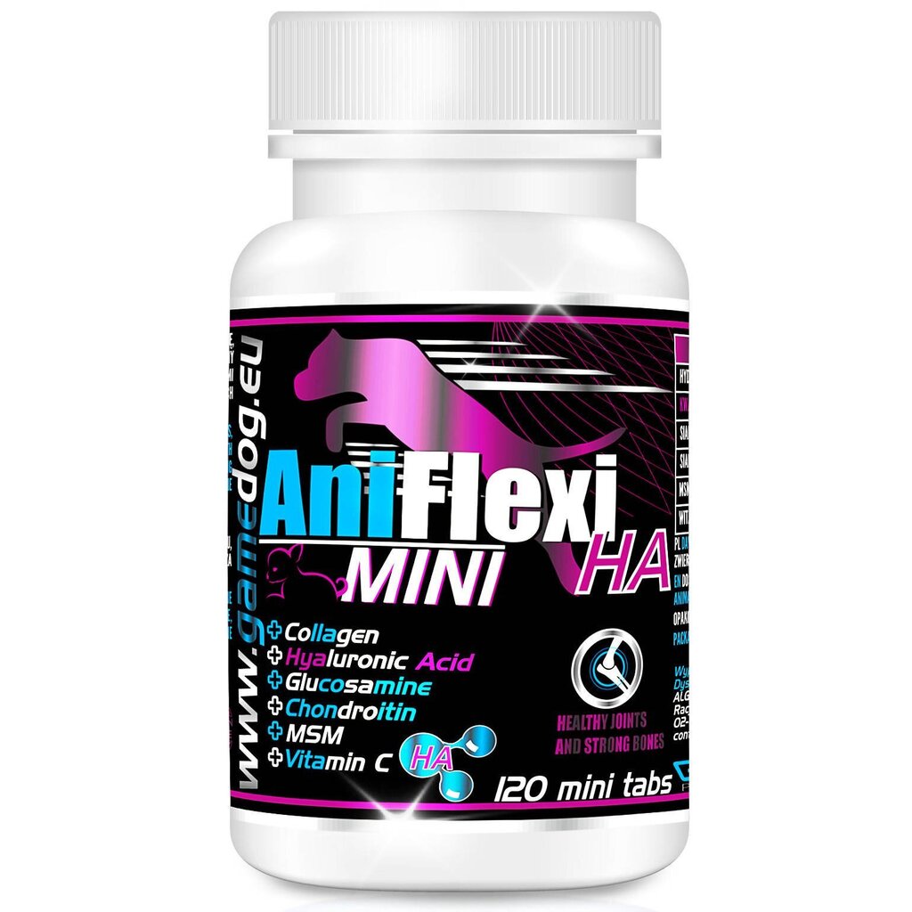Vitamiinid, toidulisandid koertele Game Dog AniFlexi HA mini 120 tabletti hind ja info | Vitamiinid ja parasiiditõrje | hansapost.ee