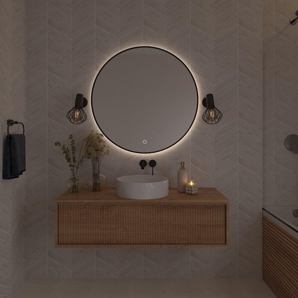 Seinapeegel koos valgustusega Divissi A, 80x80 cm hind ja info | Peeglid vannituppa | hansapost.ee