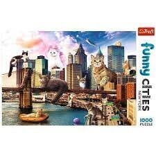 Пазл с кошками и видом на Нью-Йорк Trefl, 1000 д. цена и информация | Пазлы | hansapost.ee