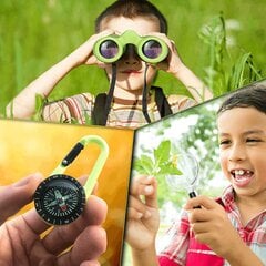 Laste binoklikomplekt Imaisen 8x21, suurendusklaasi ja kompassiga hind ja info | Binoklid | hansapost.ee