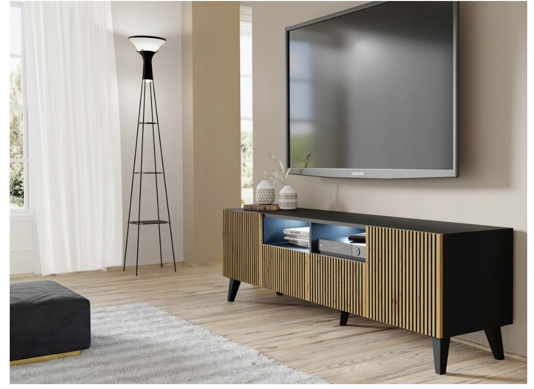 TV-kapp Akl Furniture Ravenna, pruun/must цена и информация | Televiisori alused | hansapost.ee