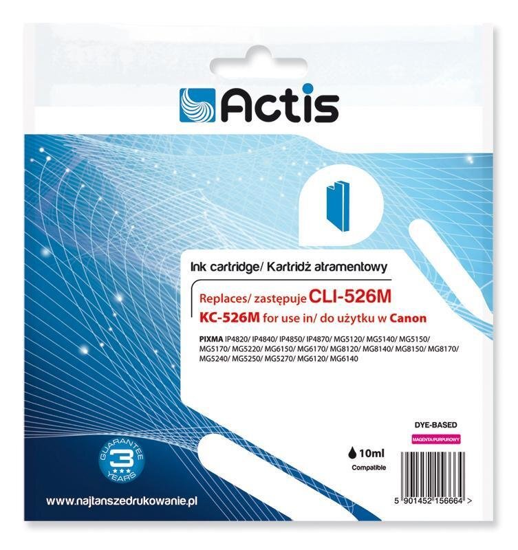Actis KC-526M tint Canoni printerile; Canon CLI-526M asendus; Standard; 10 ml; magenta цена и информация | Tindiprinteri kassetid | hansapost.ee