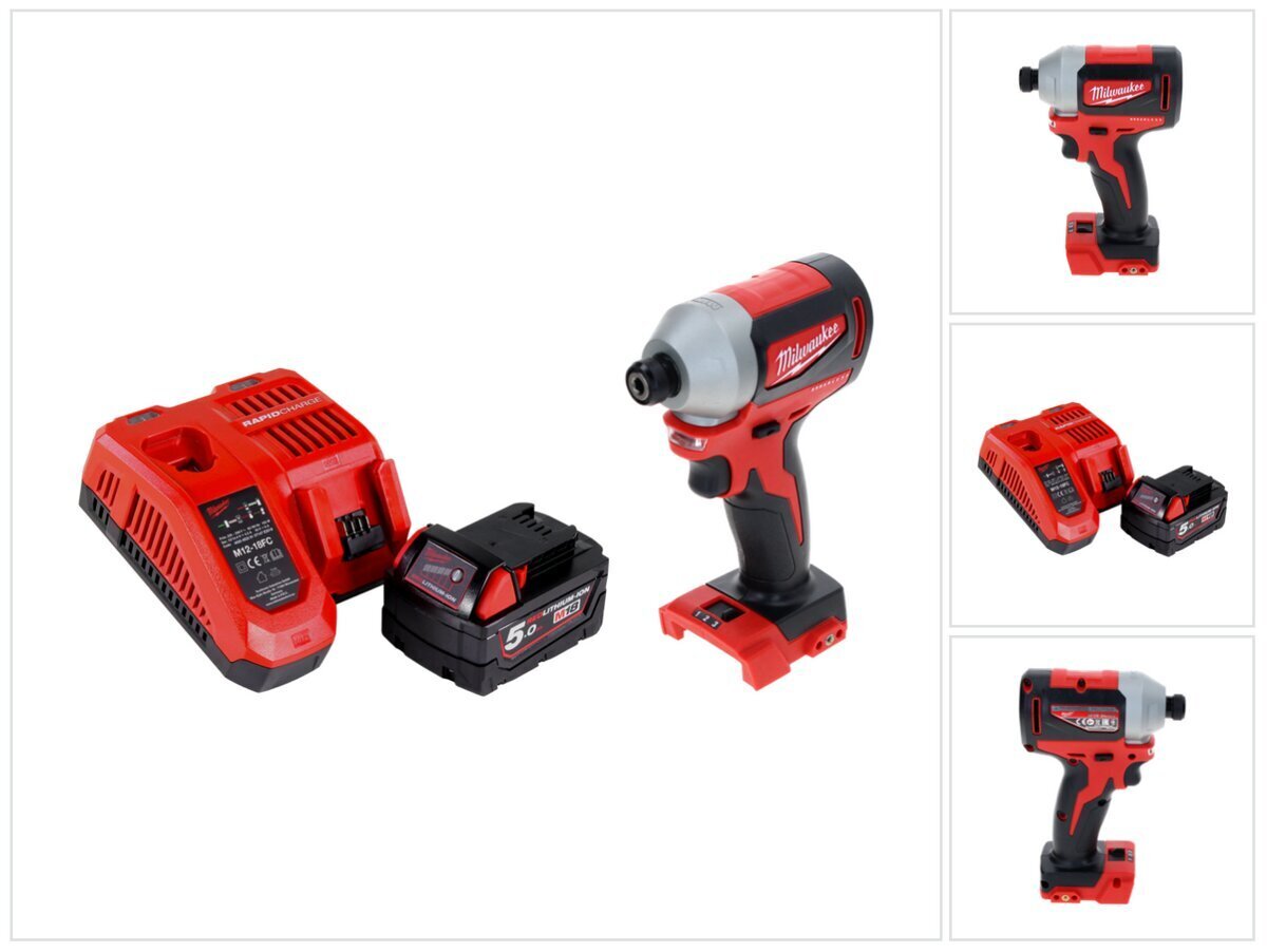 Juhtmeta lööktrell Milwaukee M18 BLID2-501FC 18 V 180 Nm 1/4" + 1x aku 5,0 Ah + laadija цена и информация | Akutrellid, puurid ja kruvikeerajad | hansapost.ee