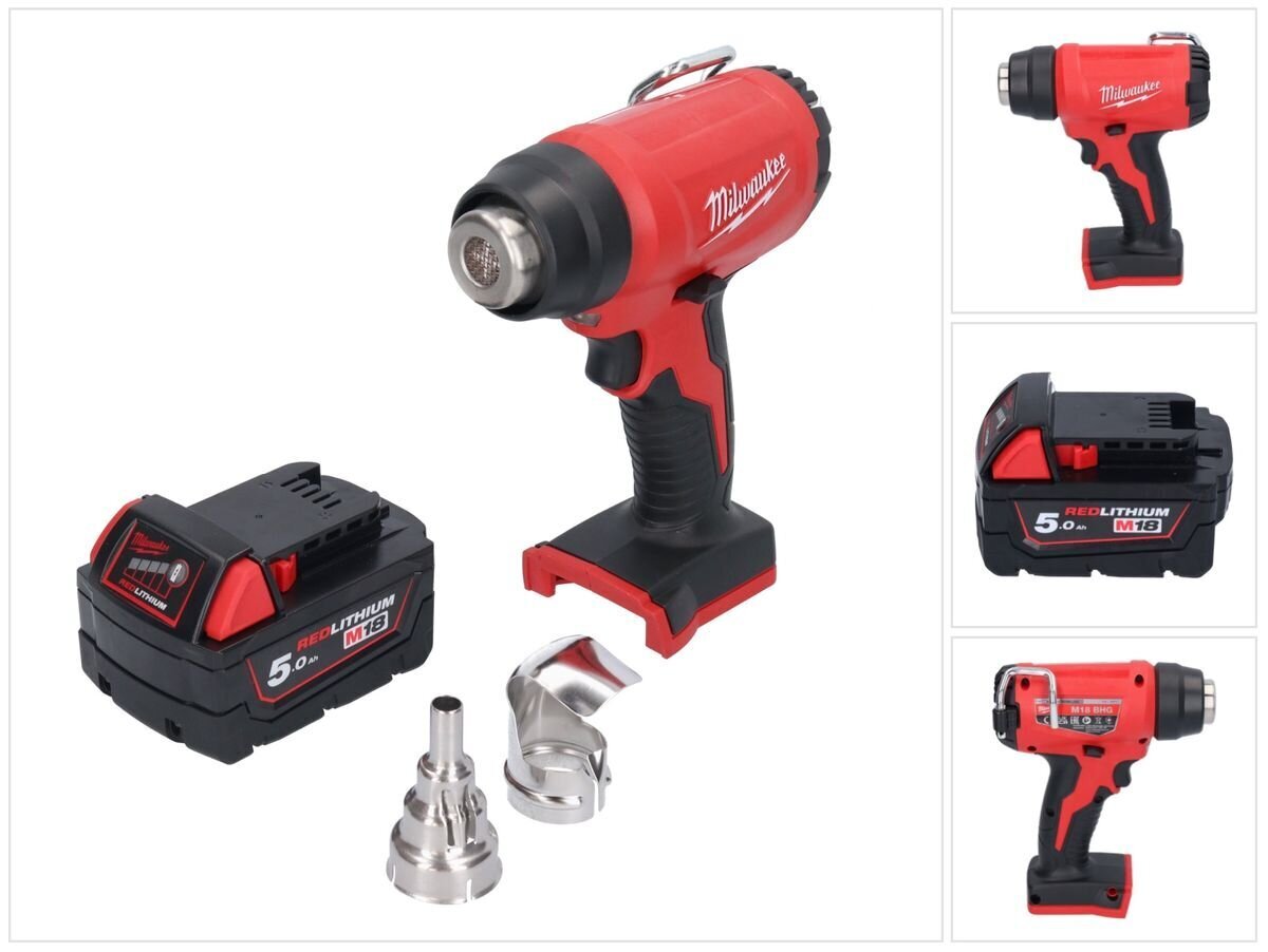 Akuga kuumaõhupüstol Milwaukee M18 BHG-501 18 V 470 °C + 1x aku 5,0 Ah - ilma laadijata цена и информация | Kuumaõhupuhurid | hansapost.ee