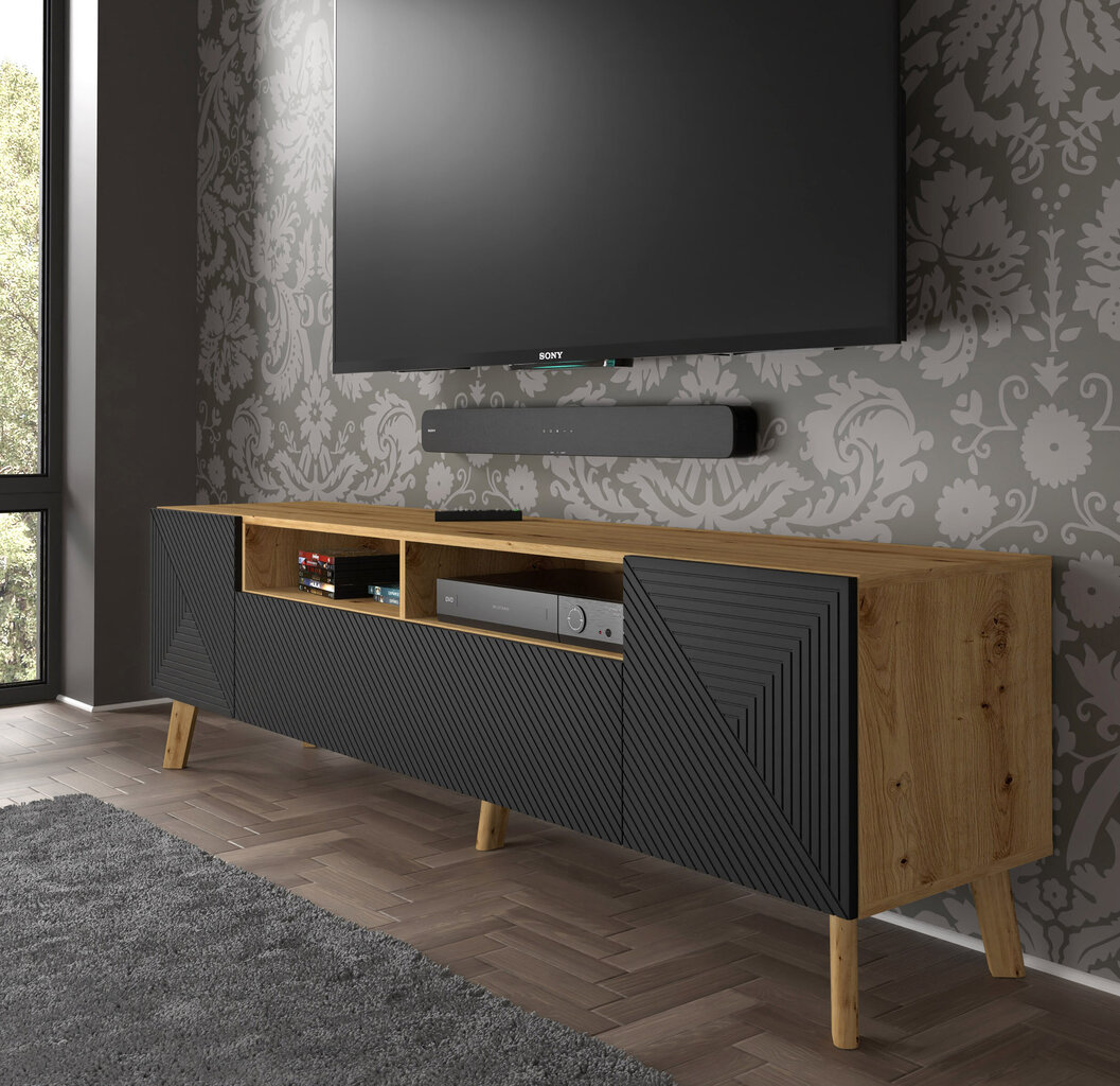 TV-kapp Akl Furniture Luxi, must/pruun цена и информация | Televiisori alused | hansapost.ee