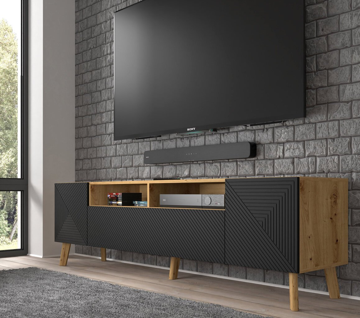 TV-kapp Akl Furniture Luxi, must/pruun hind ja info | Televiisori alused | hansapost.ee