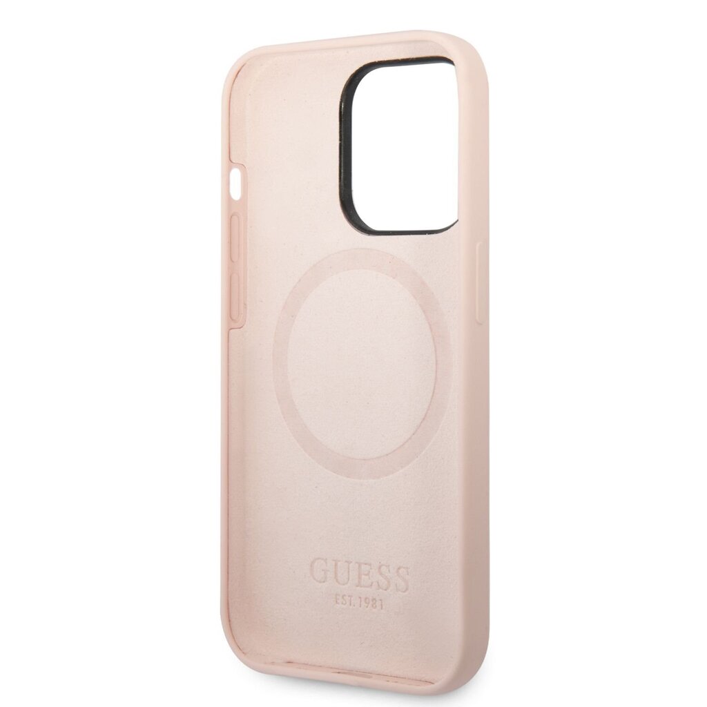 Guess Silicone Metal Logo MagSafe Compatible Case for iPhone 14 Pro Max Pink hind ja info | Telefonide kaitsekaaned ja -ümbrised | hansapost.ee